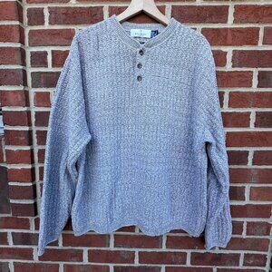VTG Bill Blass Knit Henley Sweater Mens XL Hand Framed Grandpa Fisherman Core